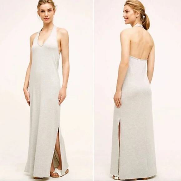 Anthropologie Saturday Sunday Resort‎ Vacation Lounge Plunge Halter Maxi Dress M - Picture 1 of 10